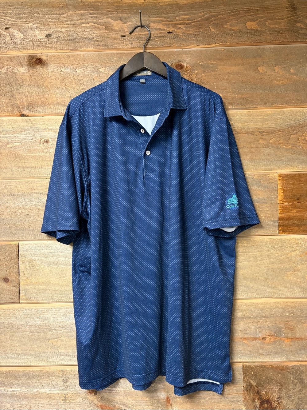 Peter Millar Polo Shirt Mens XL Summer Comfort Olde Florida Golf Club Blue Geo